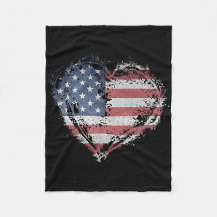 Vintage-Heart-Shirt Amerikanische Flagge USA Patri Fleecedecke