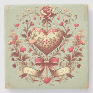 Vintage Heart Valentinstag xoxo Steinuntersetzer