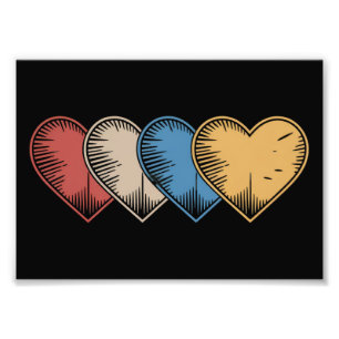 Vintage Hearts Cooles Retro-Valentinstag-Geschenk Fotodruck