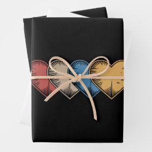 Vintage Hearts Cooles Retro Valentinstag Geschenk Geschenkpapier Set