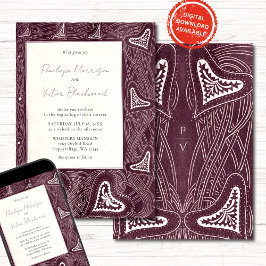 Vintage Hearts Frame Wedding Invitation Einladung