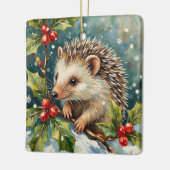 Vintage Hedgehog Among Holly Christmas Keramikornament (Links)