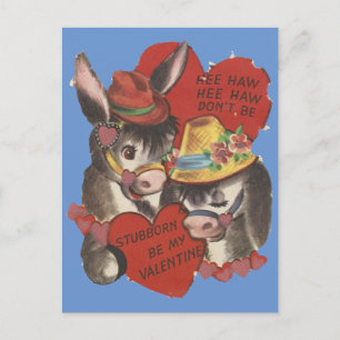 Vintage Hee Haw Esel Valentinstag Feiertagspostkarte