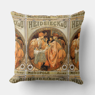Vintage Heidsieck & Co Monopole Reims Weinlabel Kissen