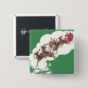 Vintage Heiligabend, Retro Weihnachtsmann im Schli Button