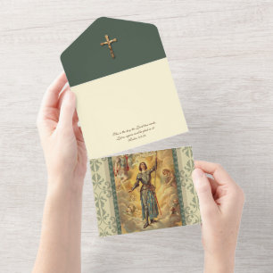 Vintage Heilige Johanna der Kirche der Kirche All In One Einladung