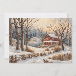 Vintage-Heim-Schneewald Winter Merry Christmas Feiertagskarte