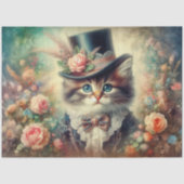 Vintage Heirloom Botanical Kitten Decoupage  Seidenpapier (Vorderseite)