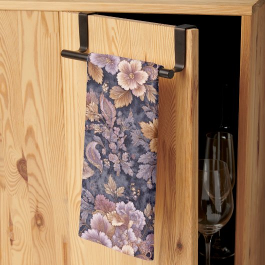 Vintage Heirloom Petals purple floral Geschirrtuch (Drittel gefaltet)