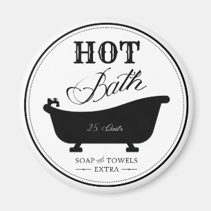 Vintage Heißes Bad Schwarz-Weiß-Badezimmer Magnet