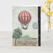 Vintage Heißluft-Ballon-Gruß-Karte Karte (Gelbe Blume)