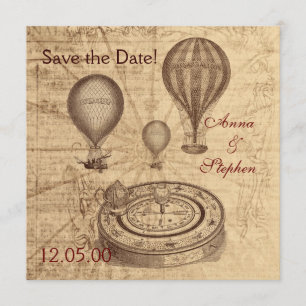 Vintage Heißluft steigt Save the Date im Ballon