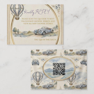 Vintage-Heißluftballon-Baby-Shower-QR-Code-RSVP Mitteilungskarte