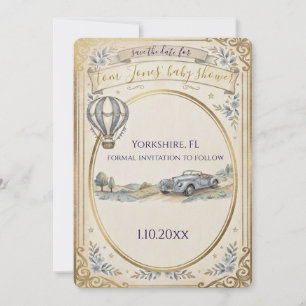 Vintage Heißluftballon-Baby-Shower - Save-the-Date
