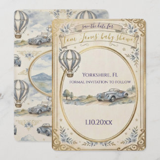 Vintage Heißluftballon-Baby-Shower - Save-the-Date Einladung