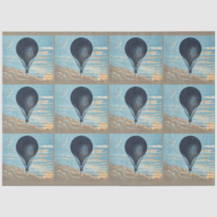 Vintage Heißluftballon Himmel Kinderzimmer Kunst Seidenpapier