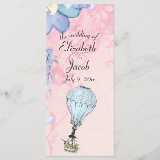 Vintage Heißluftballon-Hochzeit Programm (Vorderseite)