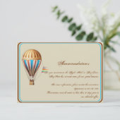 Vintage Heißluftballon-Hochzeiteinsatz Begleitkarte (Stehend Vorderseite)