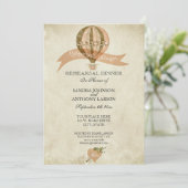 Vintage Heißluftballon Hochzeitsstimmung Probe Einladung (Stehend Vorderseite)