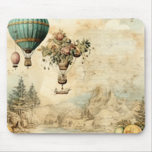 Vintage Heißluftballon in einer friedlichen Landsc Mousepad