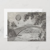 Vintage Heißluftballon Kunst Zeichnend Postkarte (Vorne/Hinten)