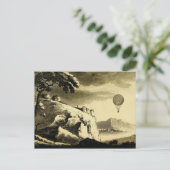 Vintage Heißluftballon Kunst Zeichnend Postkarte (Stehend Vorderseite)