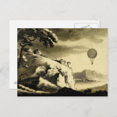 Vintage Heißluftballon Kunst Zeichnend Postkarte (Vorne/Hinten)