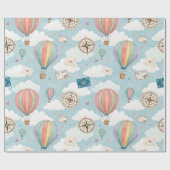 Vintage-Heißluftballon-Muster (2) Geschenkpapier (Flach)
