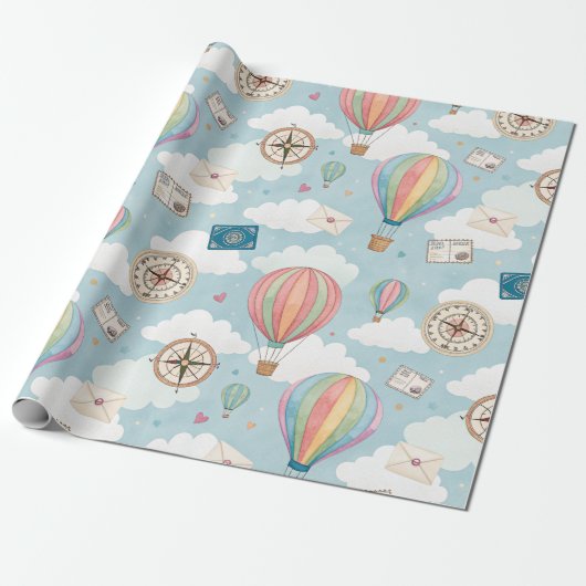 Vintage-Heißluftballon-Muster (2) Geschenkpapier (Ungerollt)