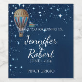 Vintage Heißluftballon-Nacht Hochzeitsweinmarke Weinetikett (Einzelnes Label)