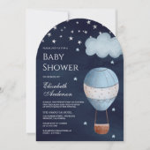Vintage Heißluftballon Navy Blue Arch Baby Dusche Einladung (Vorderseite)
