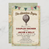 Vintage Heißluftballon Paare Dusche Einladung (Vorne/Hinten)