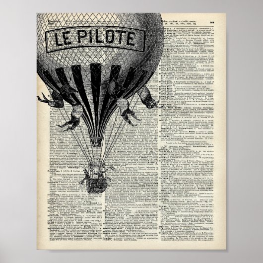 Vintage Heißluftballon Poster (Vorne)