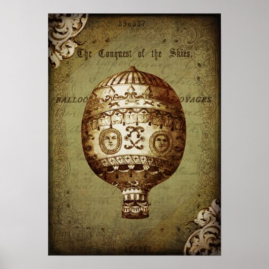 Vintage Heißluftballon-Poster Poster (Vorne)