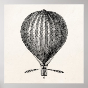 Vintage-Heißluftballon Retro-Luftschiff Ballons Poster