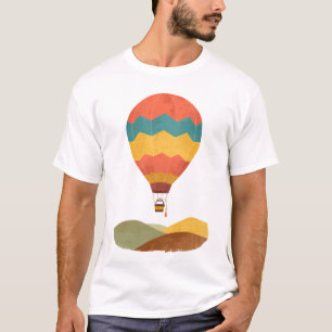 Vintage Heißluftballon Über Sanften Hügeln T-Shirt