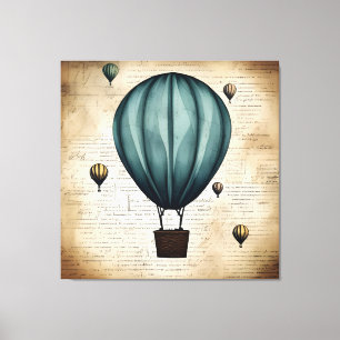 Vintage Heißluftballondesign , Bleistift-Skizze Leinwanddruck
