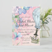 Vintage Heißluftballonhochzeit Einladung (Stehend Vorderseite)