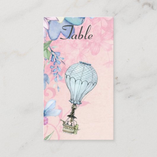 Vintage Heißluftballonhochzeit Platzkarte (Vorderseite)