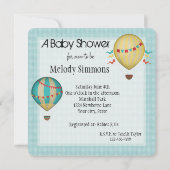 Vintage Heißluftballons Babydusche Einladung (Rückseite)