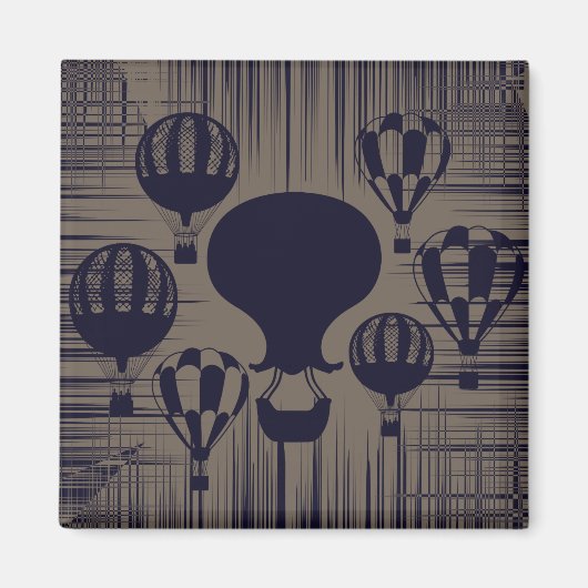 Vintage Heißluftballons bedrückte Grunge Magnet (Vorne)