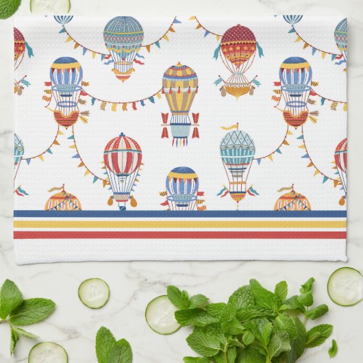 Vintage Heißluftballons Geschirrtuch (Gefaltet)