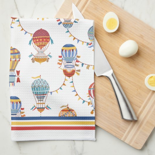 Vintage Heißluftballons Geschirrtuch (Viertel Falte)