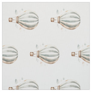 Vintage Heißluftballons in Aquarellgrün Stoff