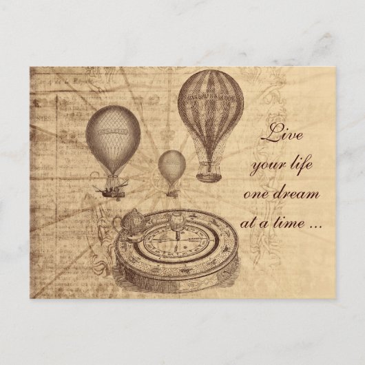 Vintage Heißluftballons - Steampunk Postkarte (Vorderseite)
