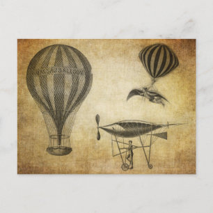 Vintage-Heißluftballons und Luftschiffe Postkarte