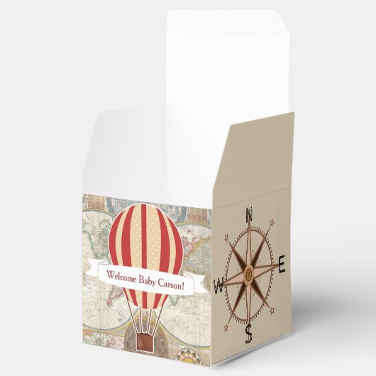 Vintage Heißluftballons Weltkarte Kinderdusche Geschenkschachtel (Geöffnet)