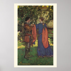 Vintage-Held Prinz Ritter Glänzende Rüstung Prinze Poster