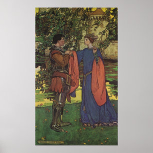 Vintage-Held Prinz Ritter Glänzende Rüstung Prinze Poster