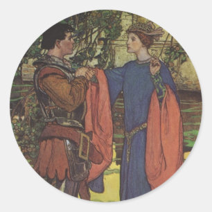 Vintage-Held Prinz Ritter Glänzende Rüstung Prinze Runder Aufkleber